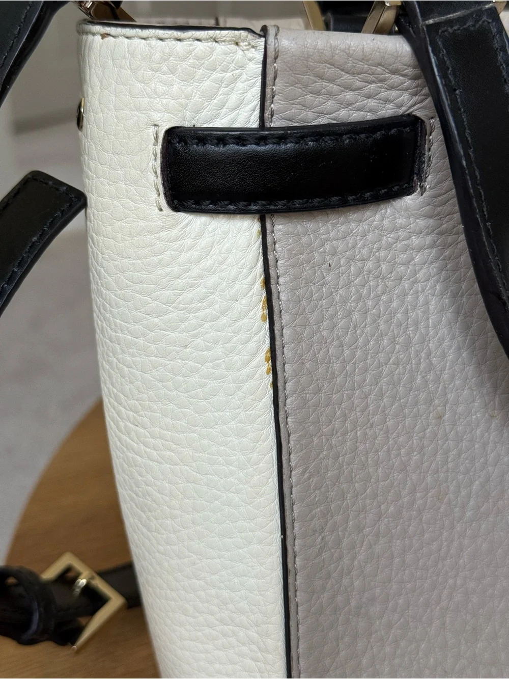 Kate Spade Houston Street Grey Taupe White Two Tone Satchel Handbag